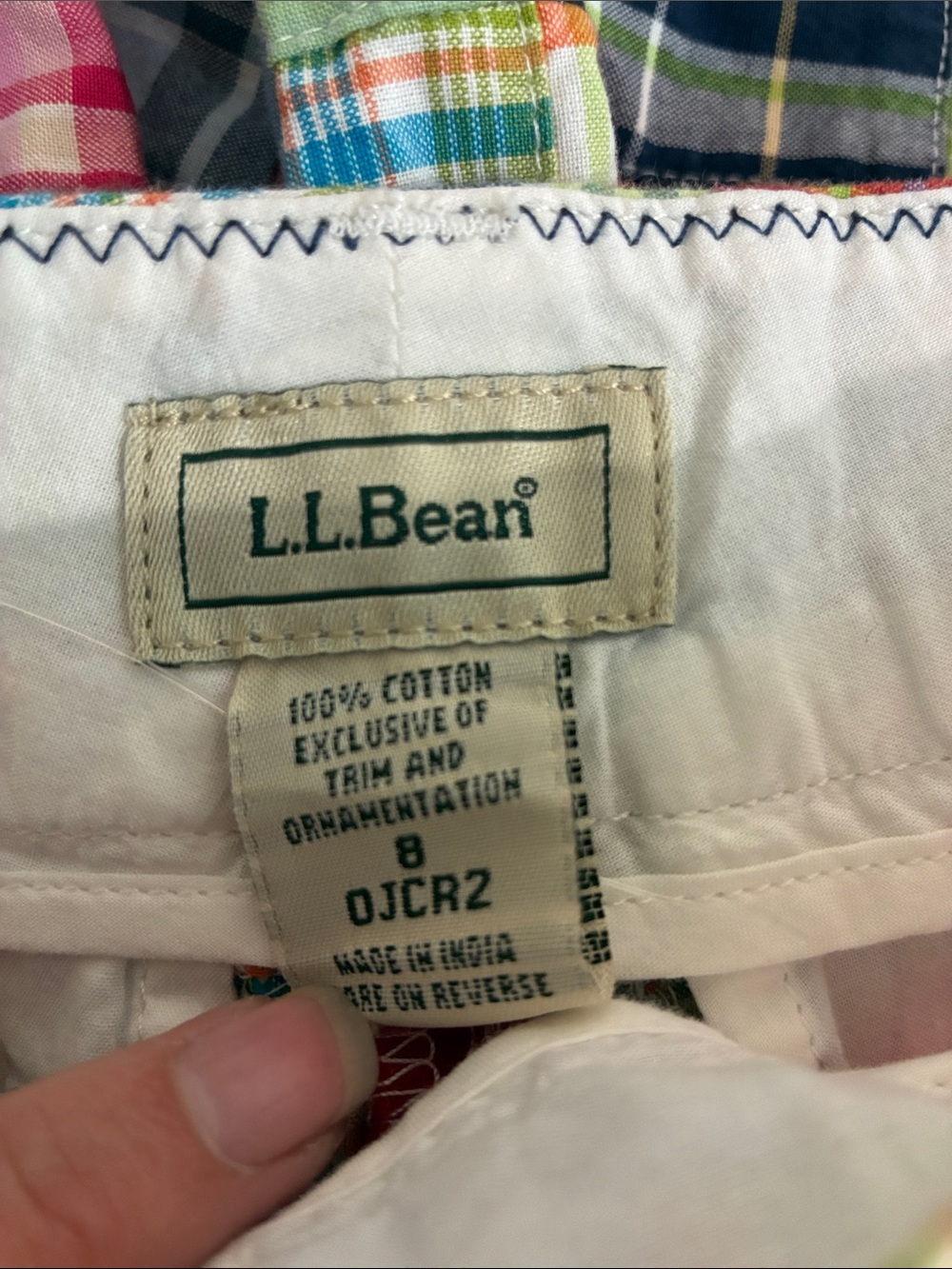 Vintage L.L. Bean Shorts Women’s 8 Bermuda Multicolor Madras/Plaid Navy Belt - Picture 5 of 5